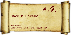 Amrein Ferenc névjegykártya